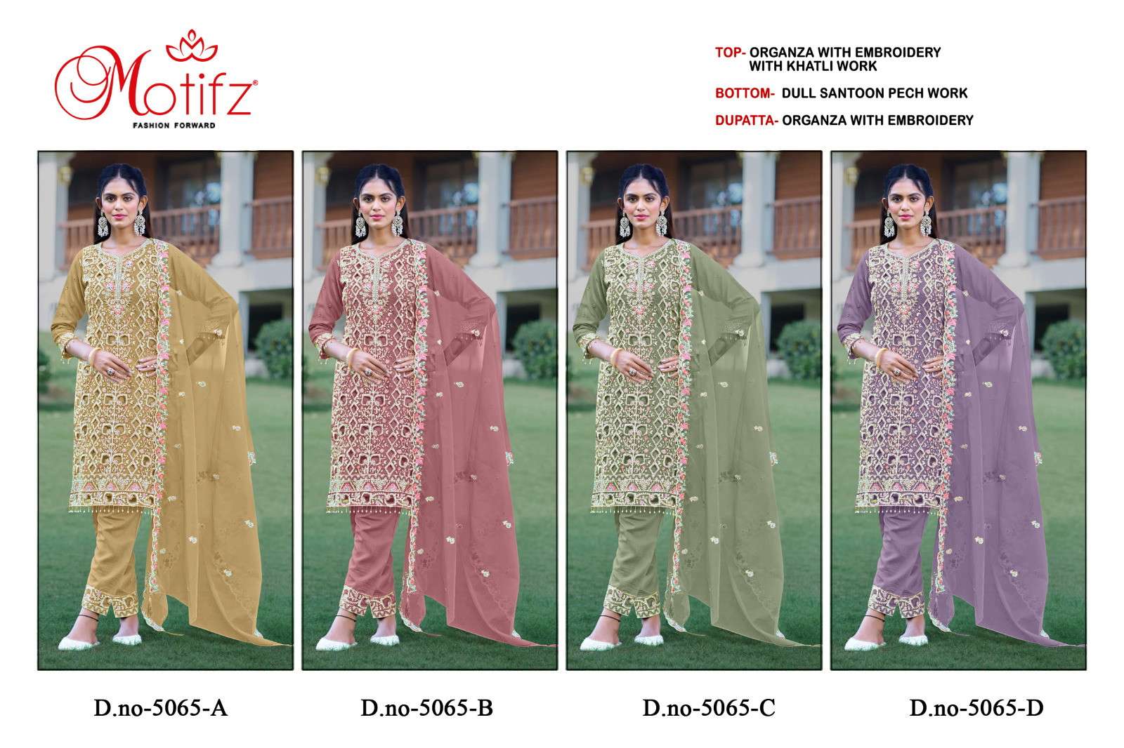 Motifz 5066 A To D Organza wholesale dealer of pakistani suits in india