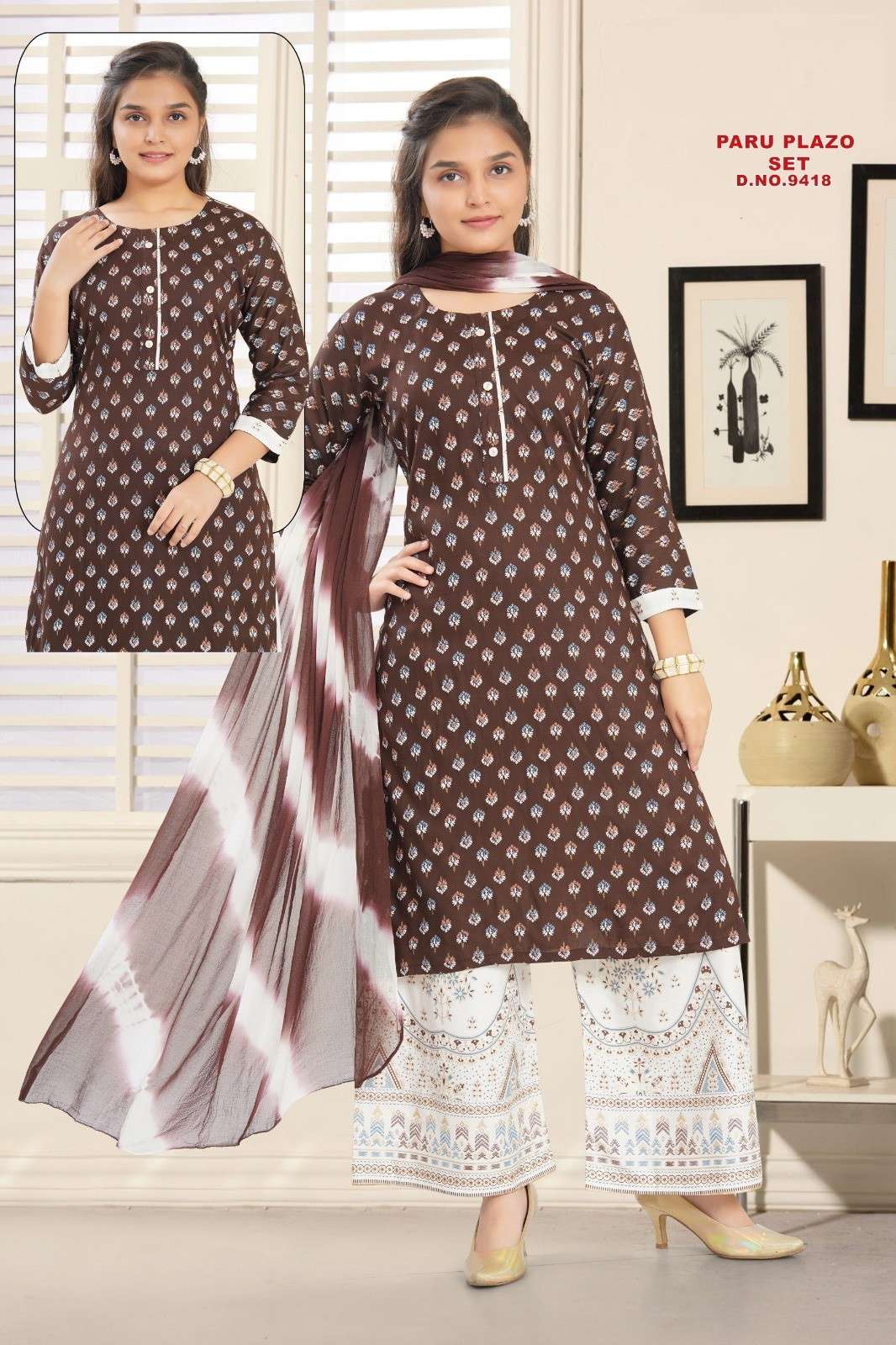 Paru Plazo Set 9418 Kurti manufacturers in Hyderabad