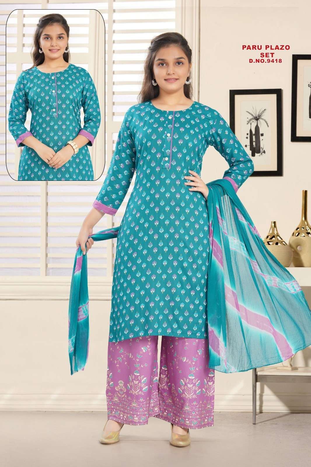 Paru Plazo Set 9418 Kurti manufacturers in Hyderabad