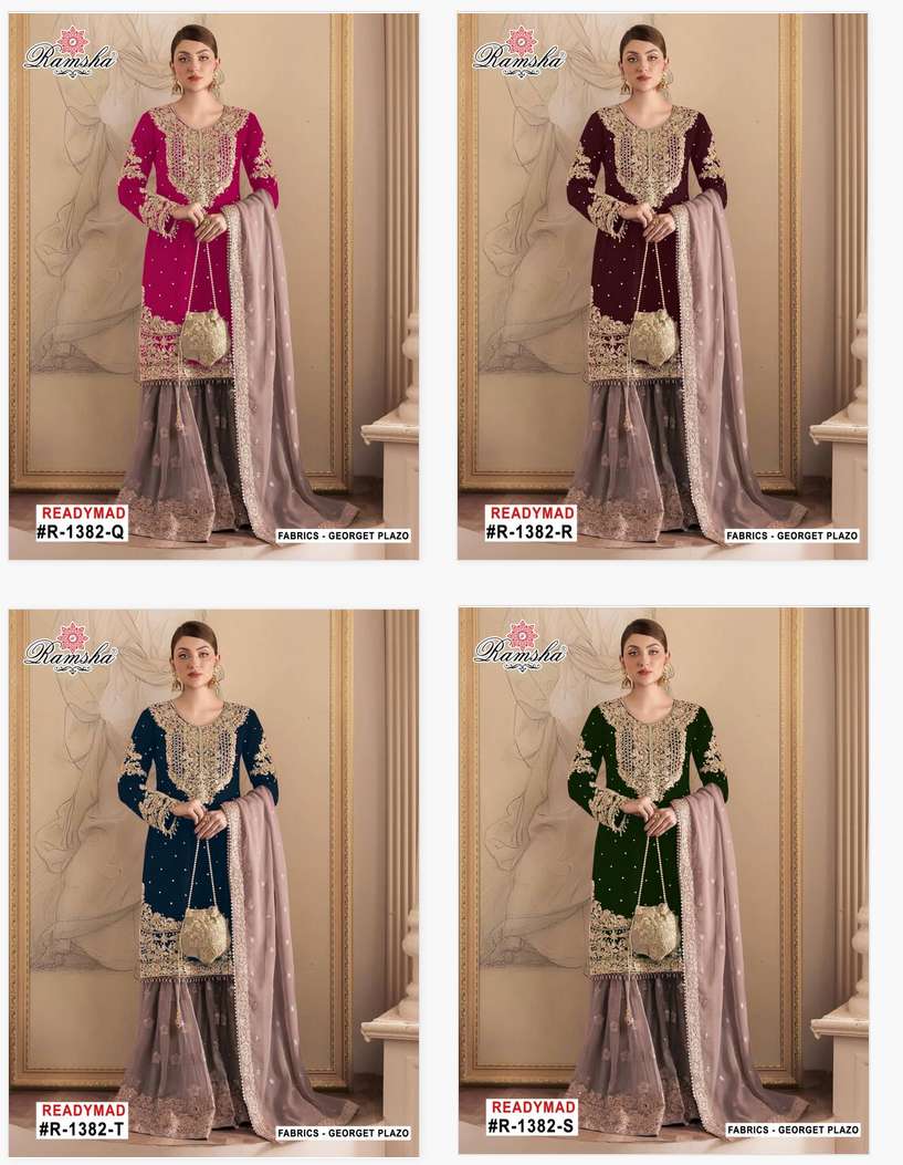 Ramsha R 1382 Q To T Georgette wholesale indian sarees salwar kameez
