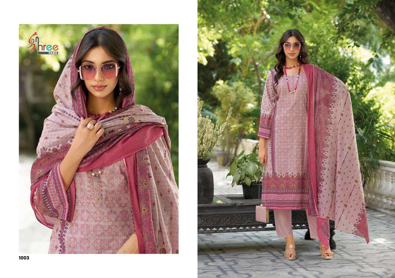 Shree fabs riwayat lawn emb collection 2025 Wholesale cotton dress material in Surat