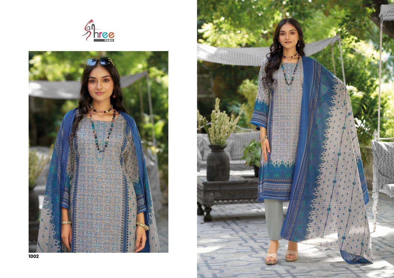Shree fabs riwayat lawn emb collection 2025 Wholesale cotton dress material in Surat