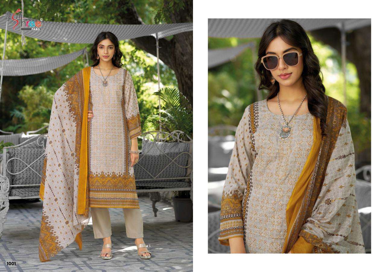 Shree fabs riwayat lawn emb collection 2025 Wholesale cotton dress material in Surat