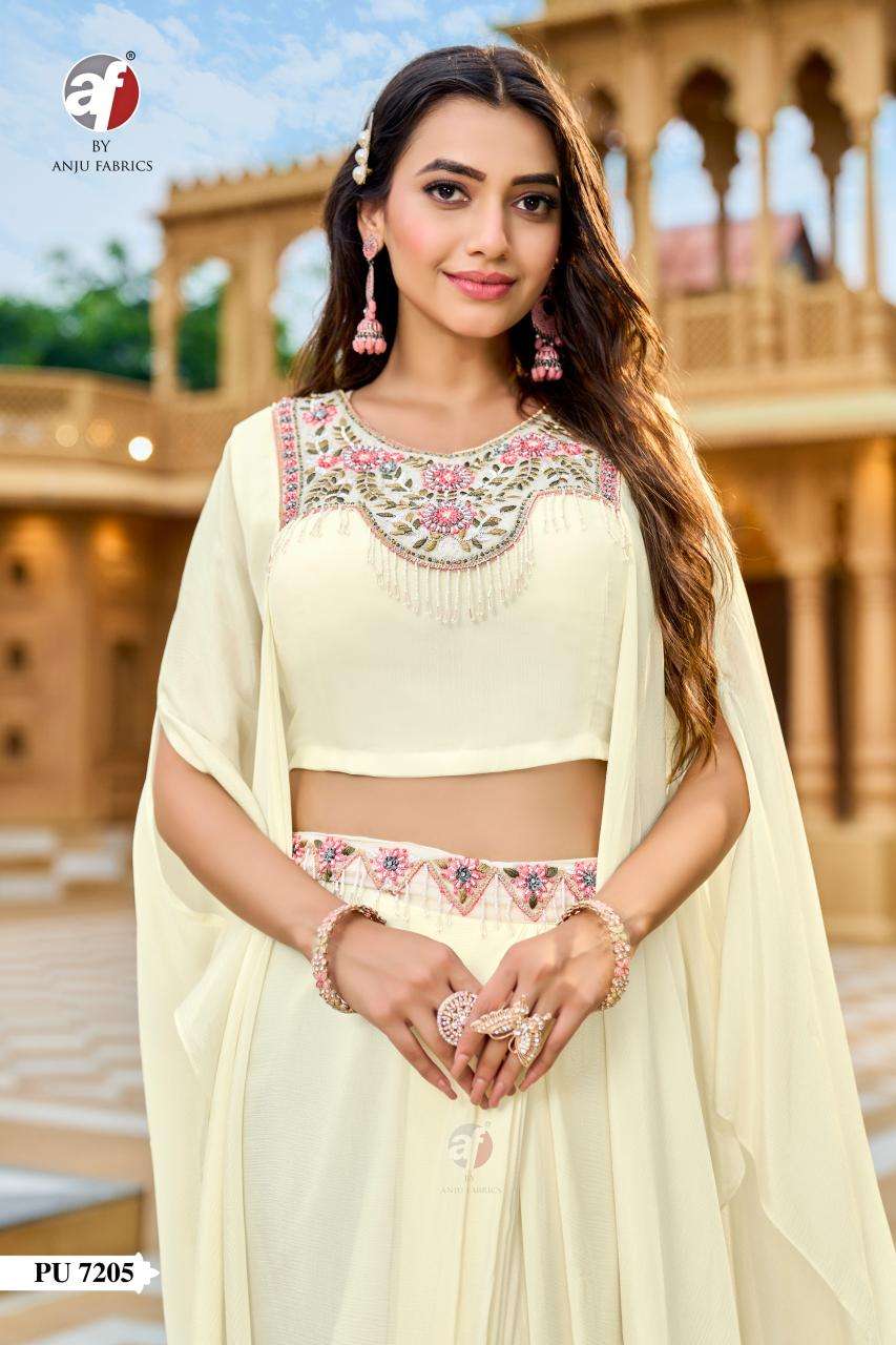 A/f poncho style jacket with crop top & skirt Wholesale Kurti manufacturer