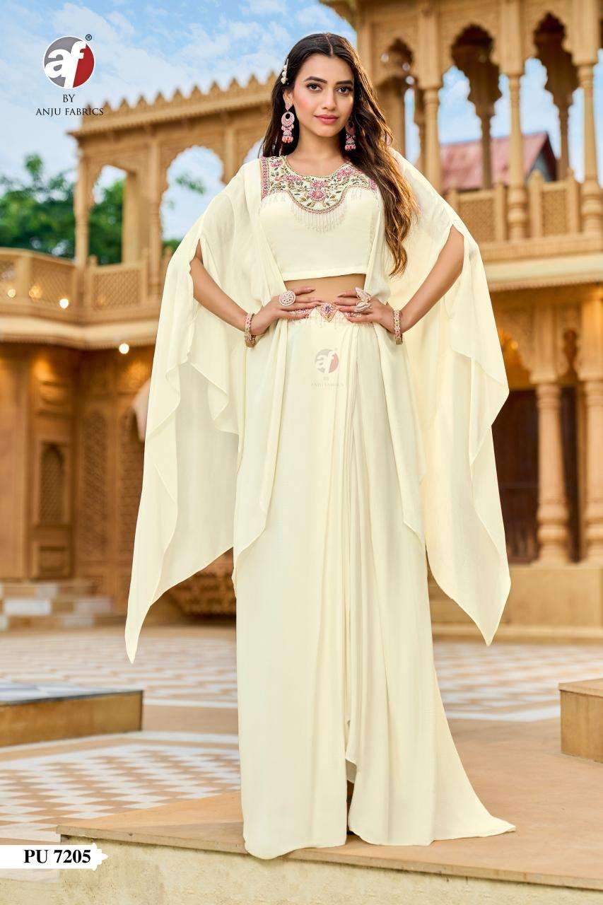 A/f poncho style jacket with crop top & skirt Wholesale Kurti manufacturer