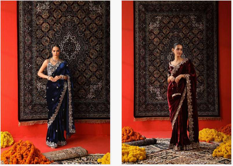 Bt 3143 Velvet  Saree supplier in Mumbai