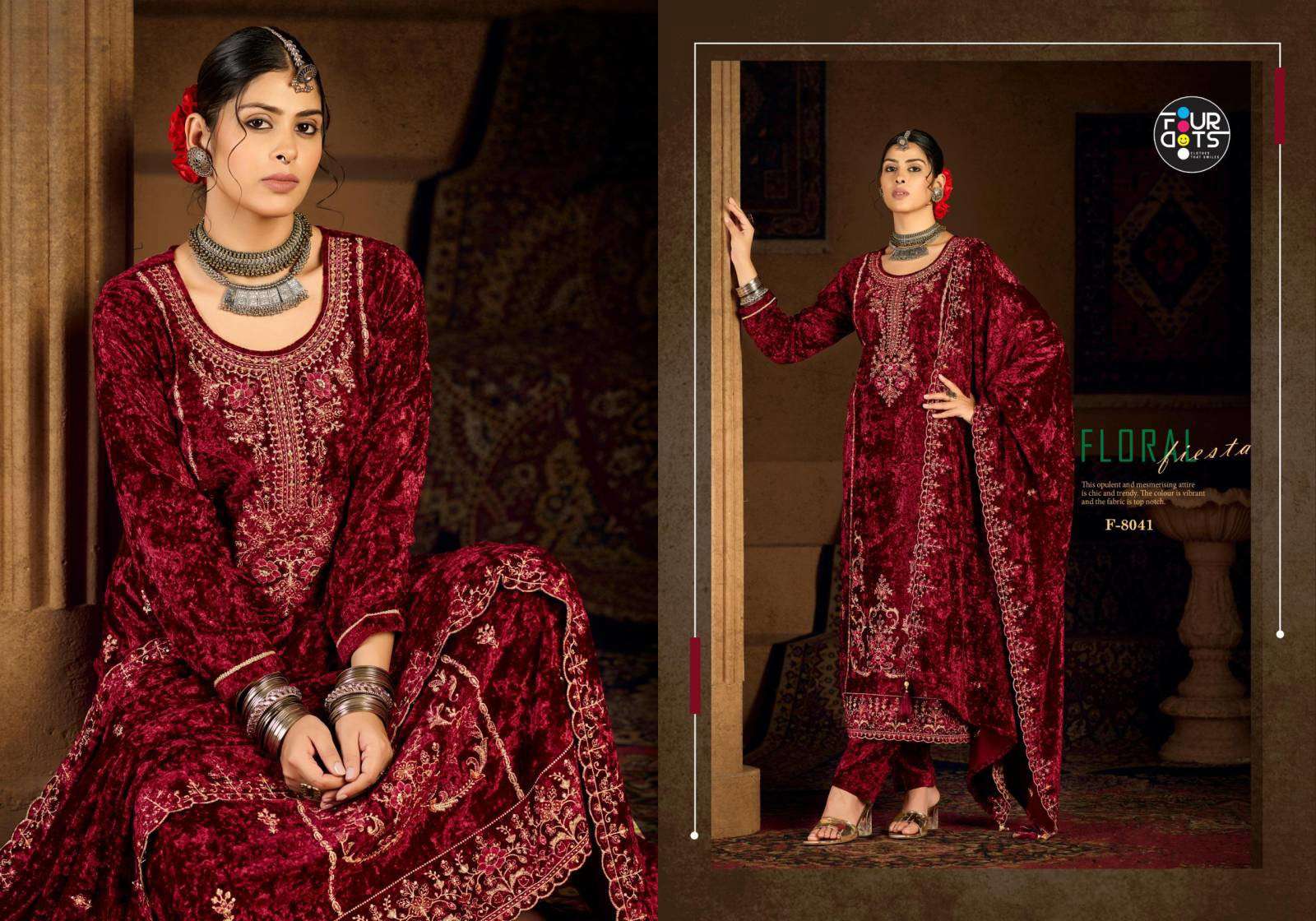 Four Dots Roman Makhmal pakistani wholesale salwar kameez