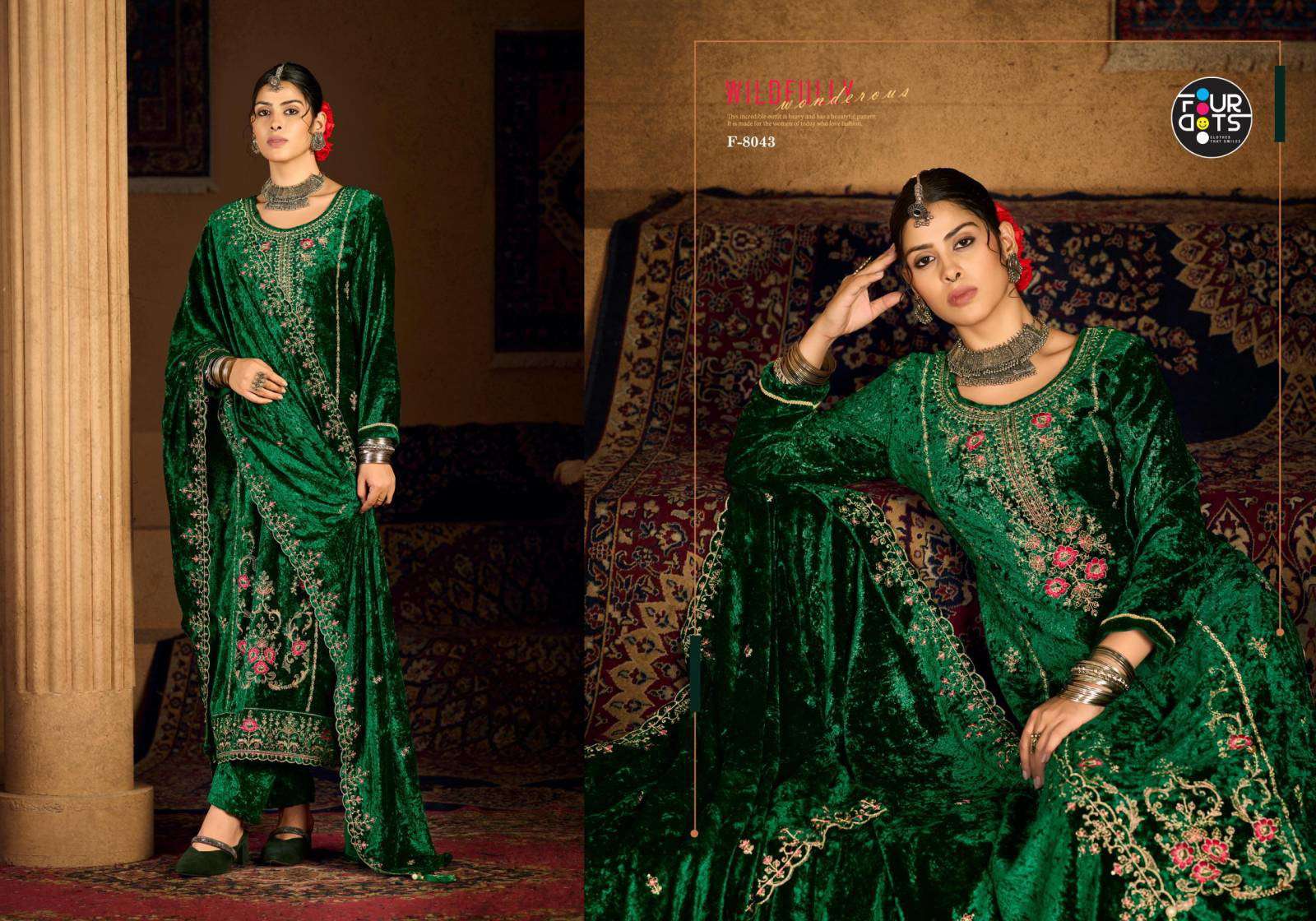 Four Dots Roman Makhmal pakistani wholesale salwar kameez