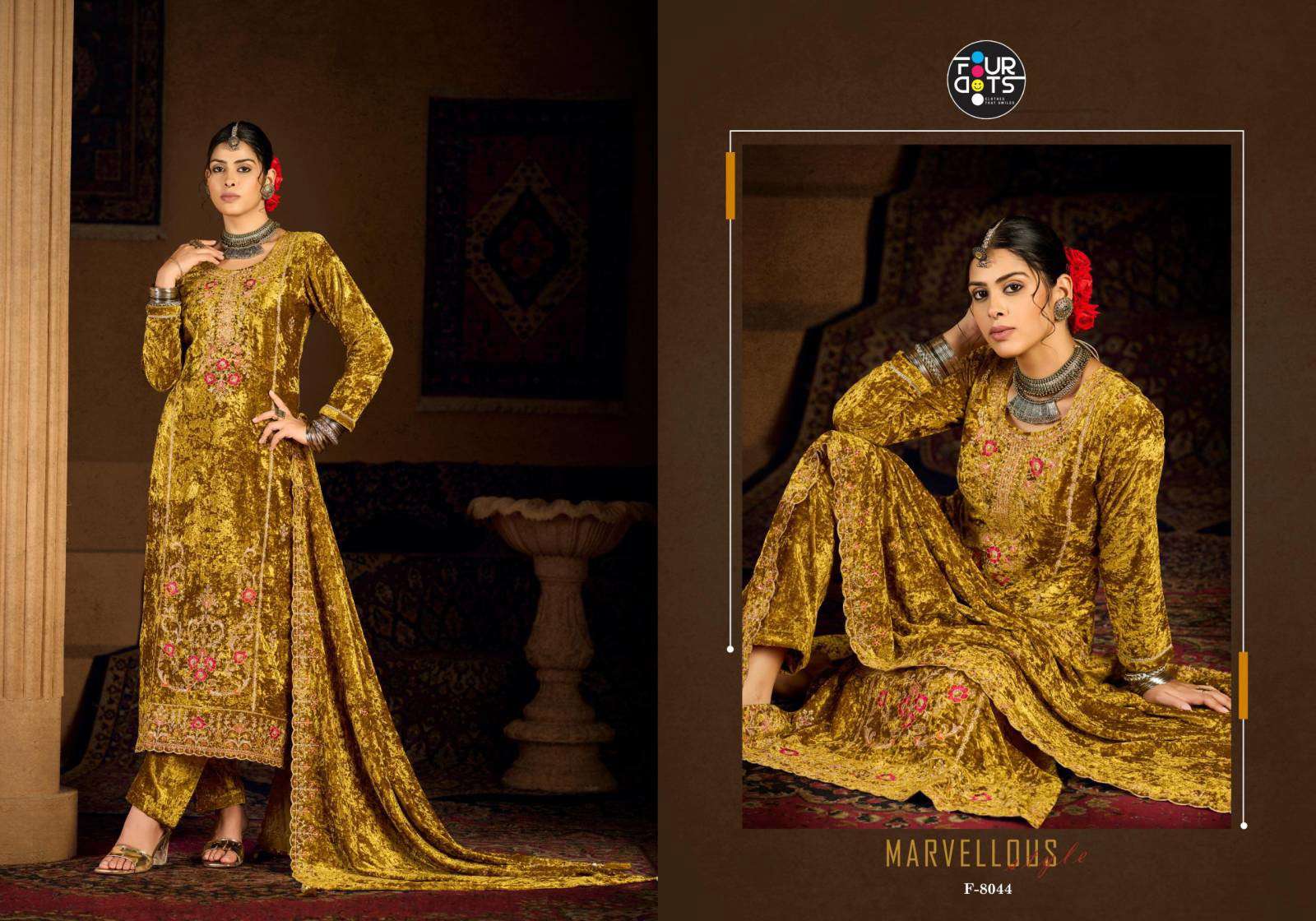 Four Dots Roman Makhmal pakistani wholesale salwar kameez