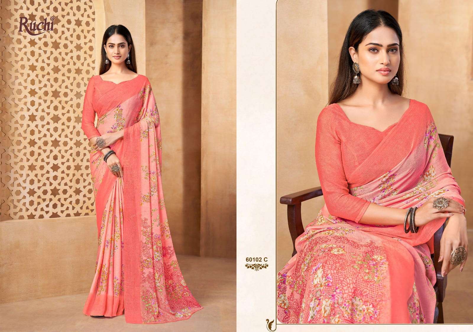 Ruchi Star Chiffon 216 Indian saree wholesale suppliers