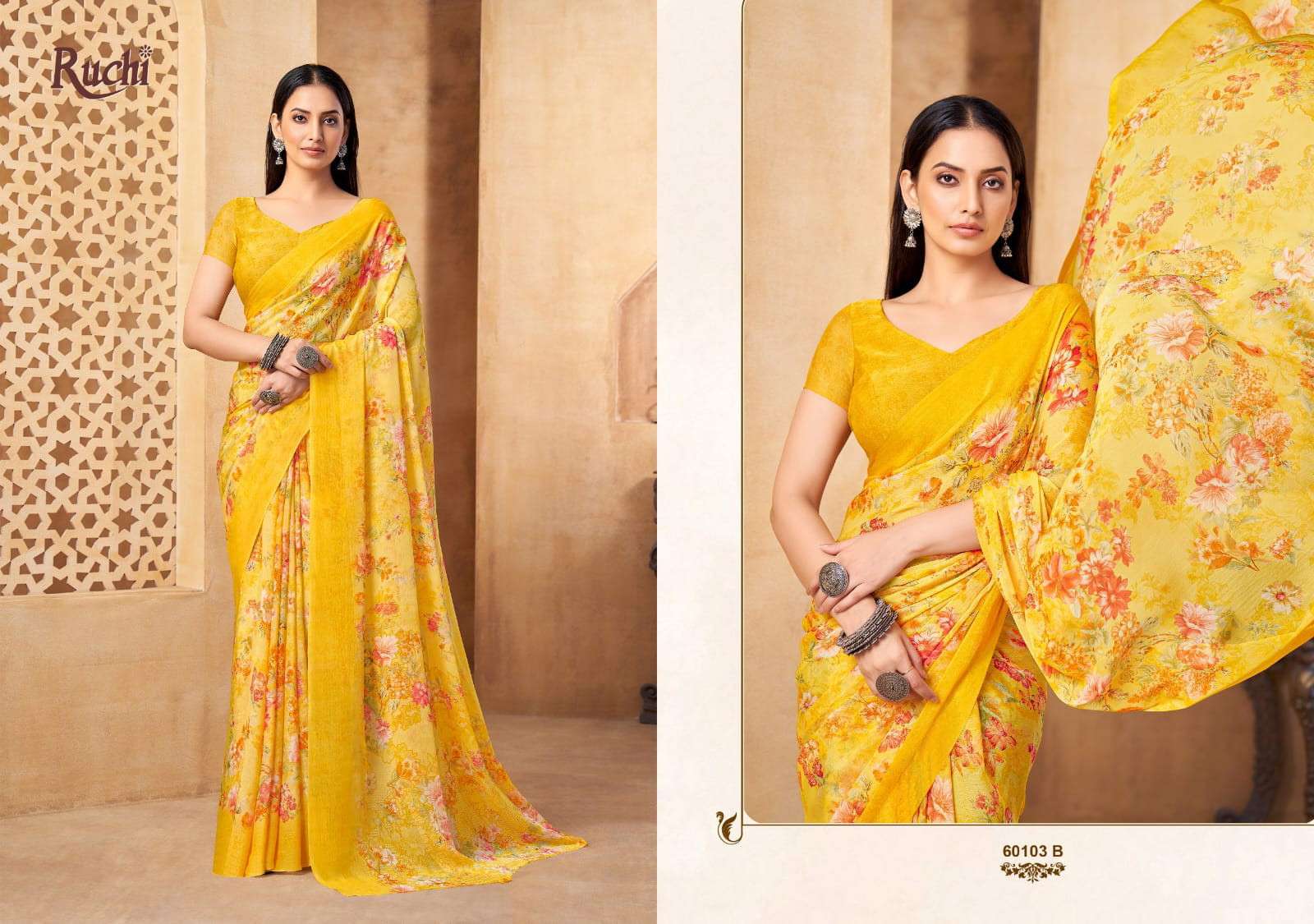 Ruchi Star Chiffon 216 Indian saree wholesale suppliers