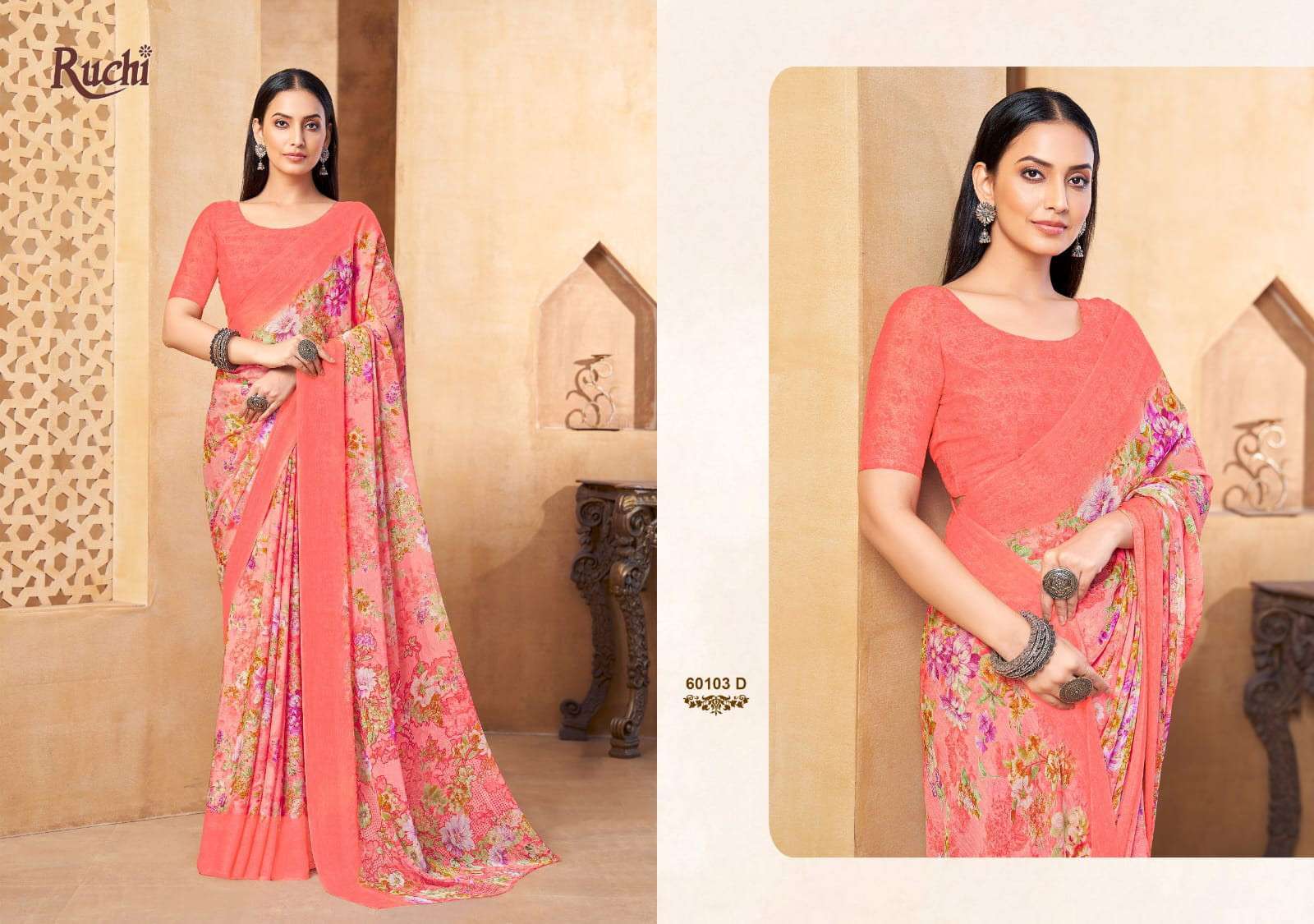 Ruchi Star Chiffon 216 Indian saree wholesale suppliers