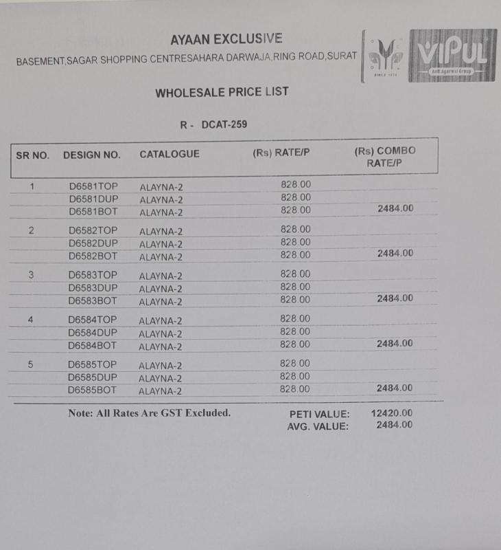 Vipul alayna 2 Dress material wholesalers in Mumbai