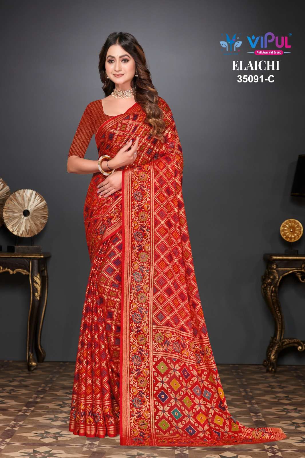 Vipul Elaichi 35091 A To D Wedding sarees wholesale market