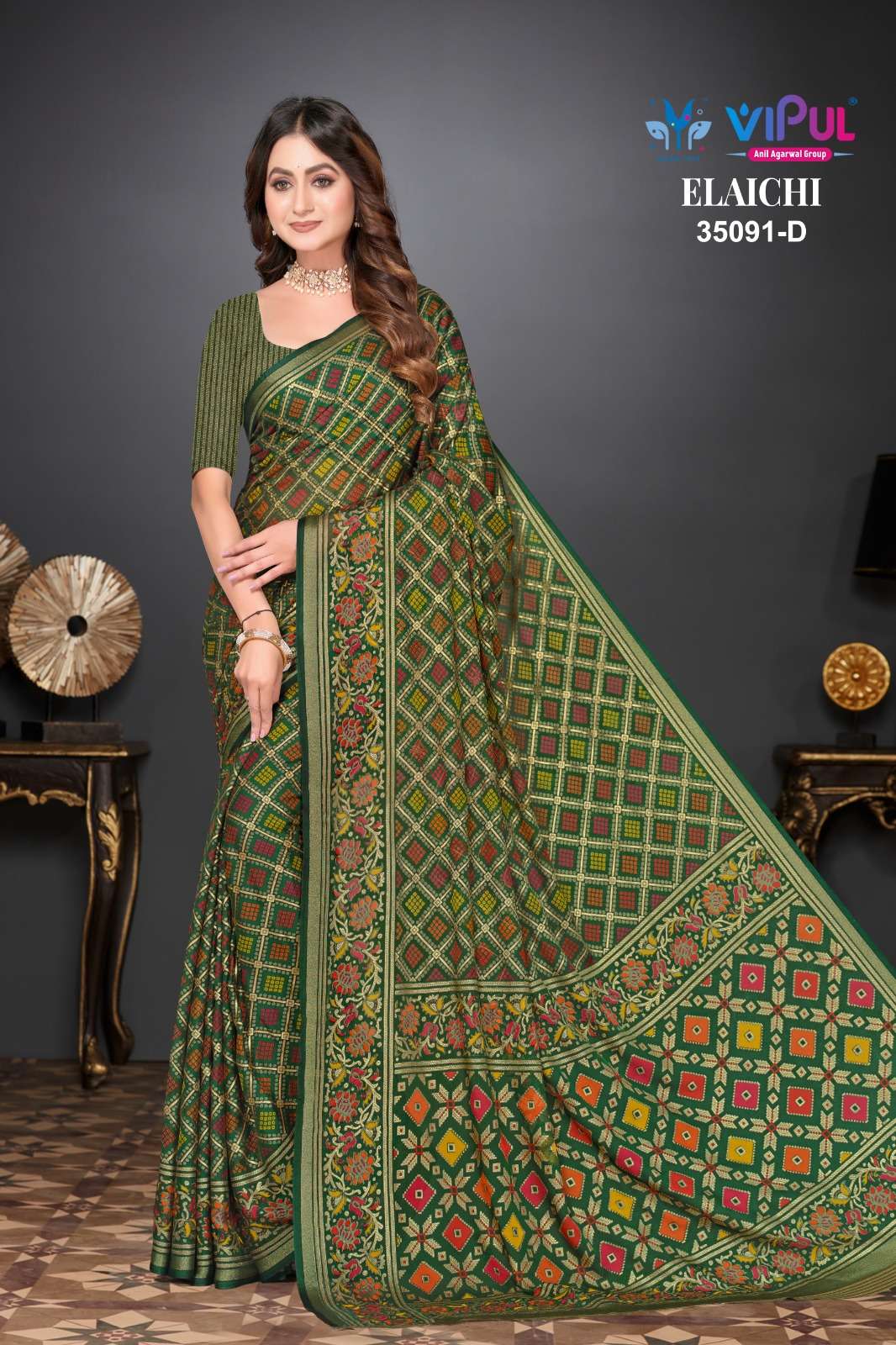 Vipul Elaichi 35091 A To D Wedding sarees wholesale market