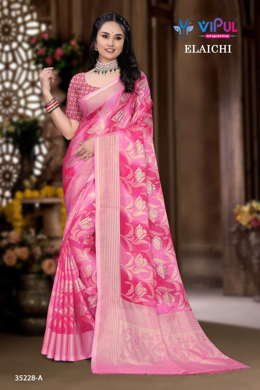 Vipul Elaichi 35228 A To D Chiffon sarees wholesale market