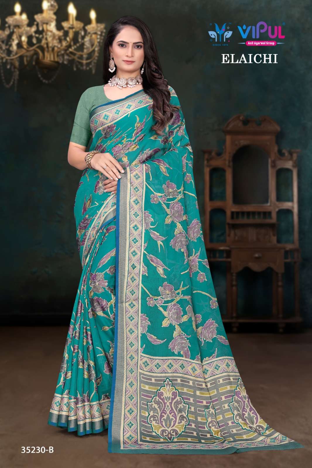 Vipul Elaichi 35230 A To D wholesale saree market in ahmedabad