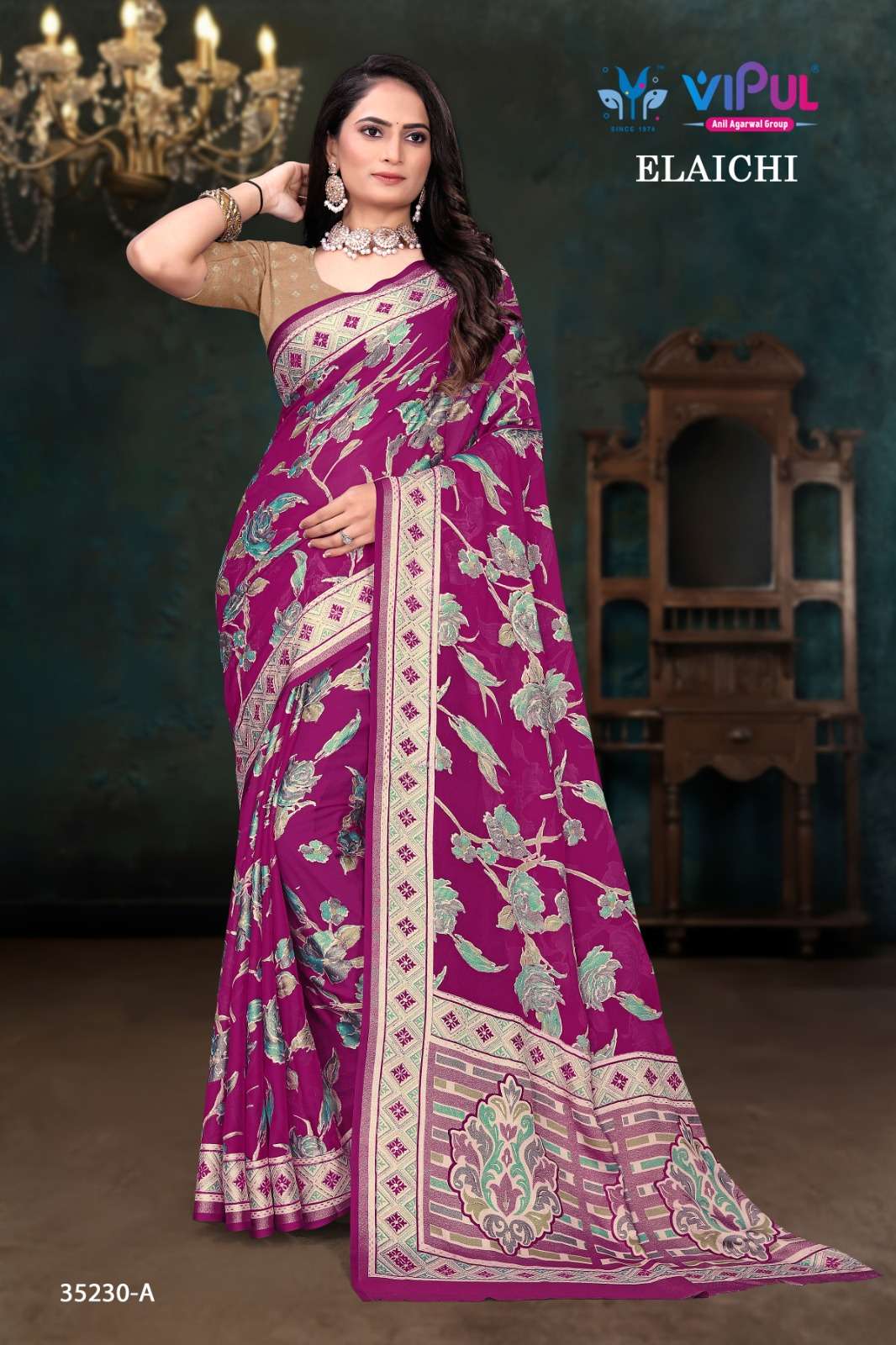 Vipul Elaichi 35230 A To D wholesale saree market in ahmedabad