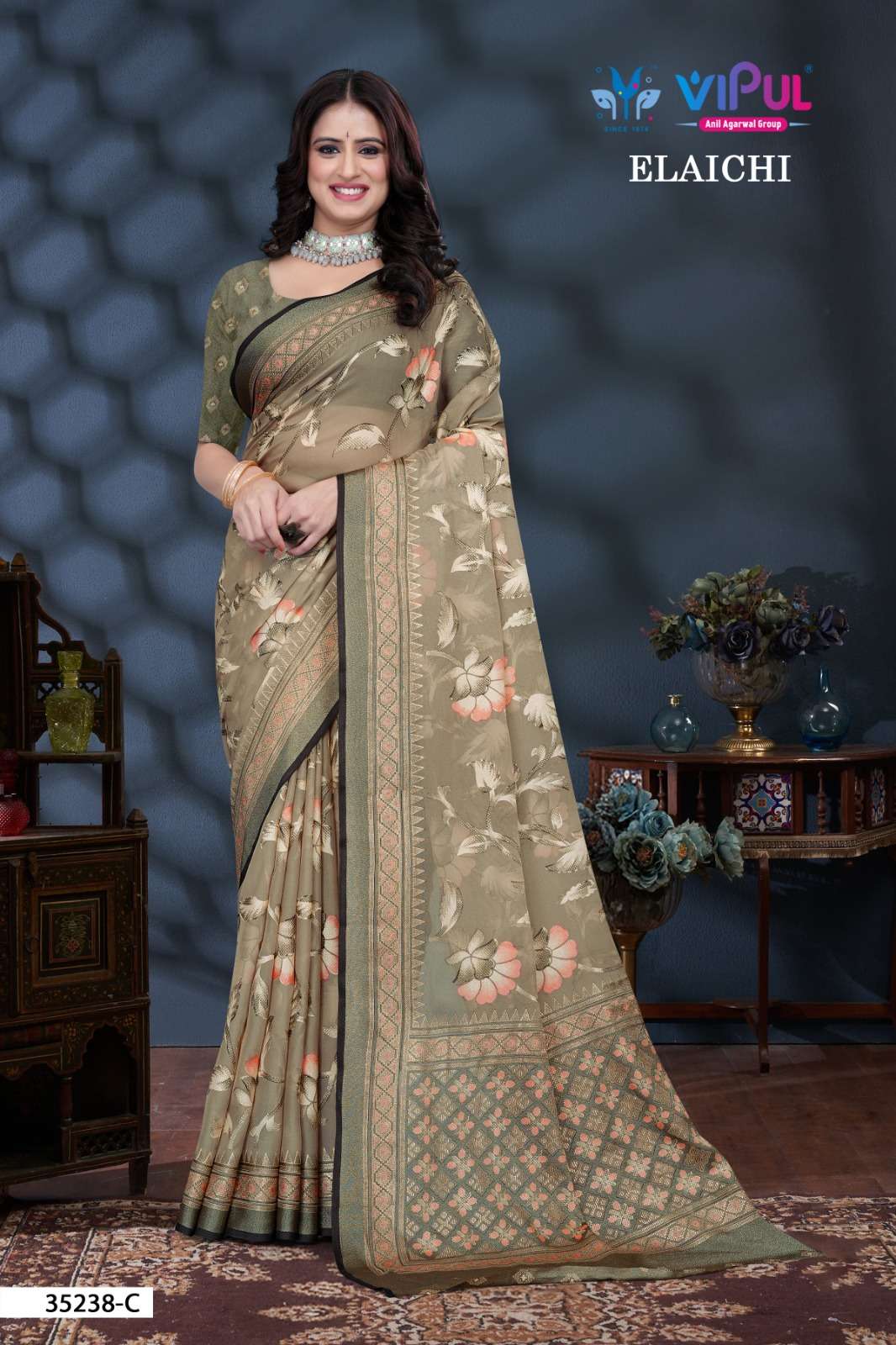 Vipul Elaichi 35238 A To D wholesale saree market in ahmedabad with price