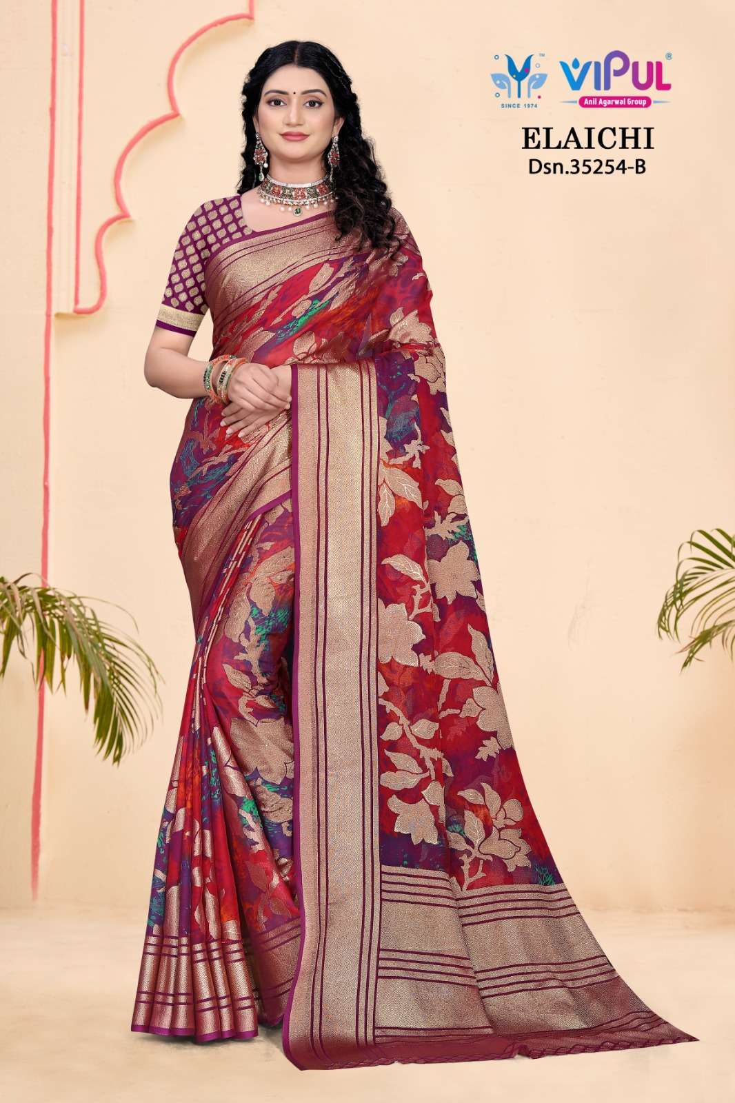 Vipul Elaichi 35254 A To D wholesale saree shop in ahmedabad