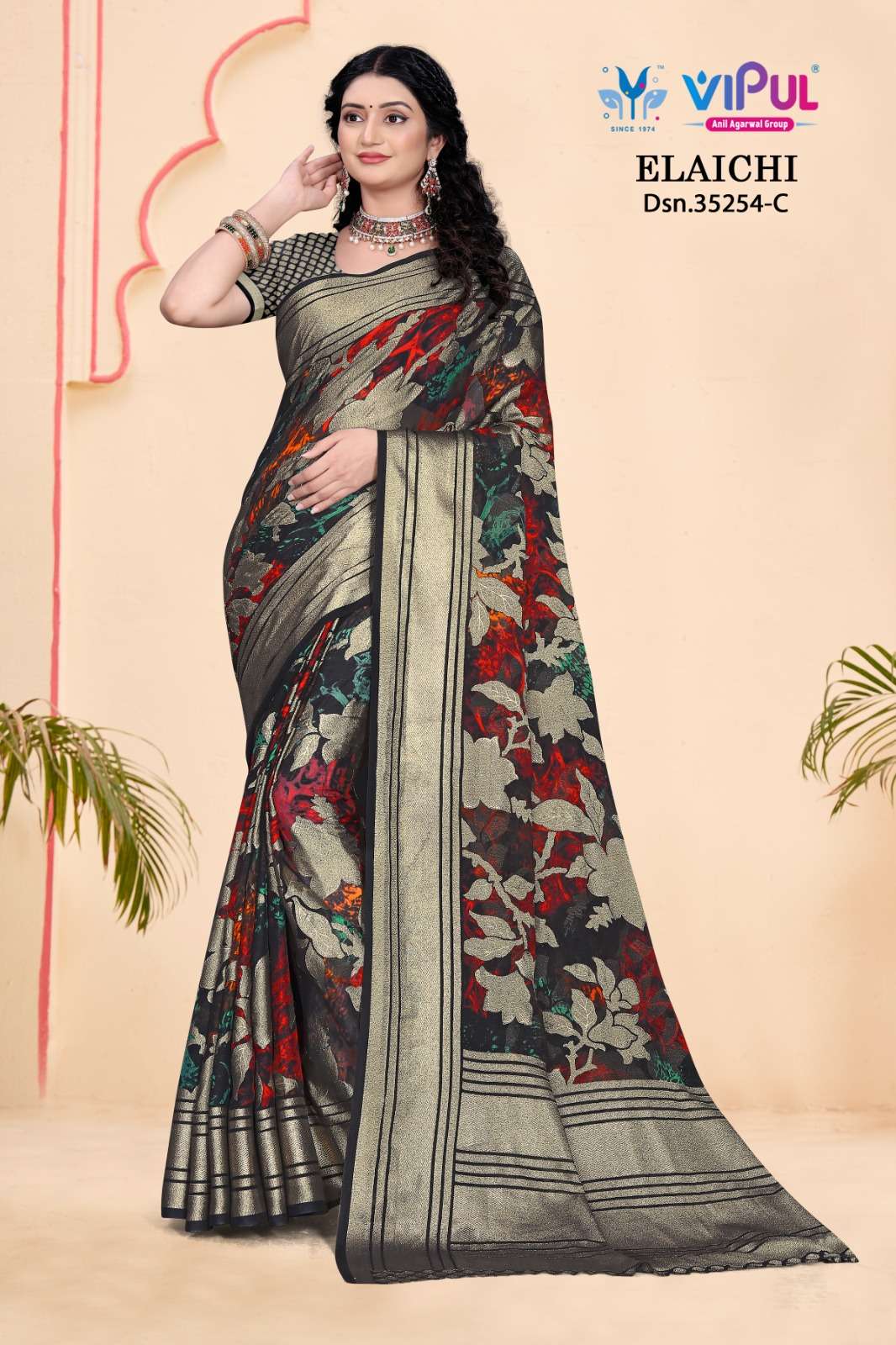 Vipul Elaichi 35254 A To D wholesale saree shop in ahmedabad