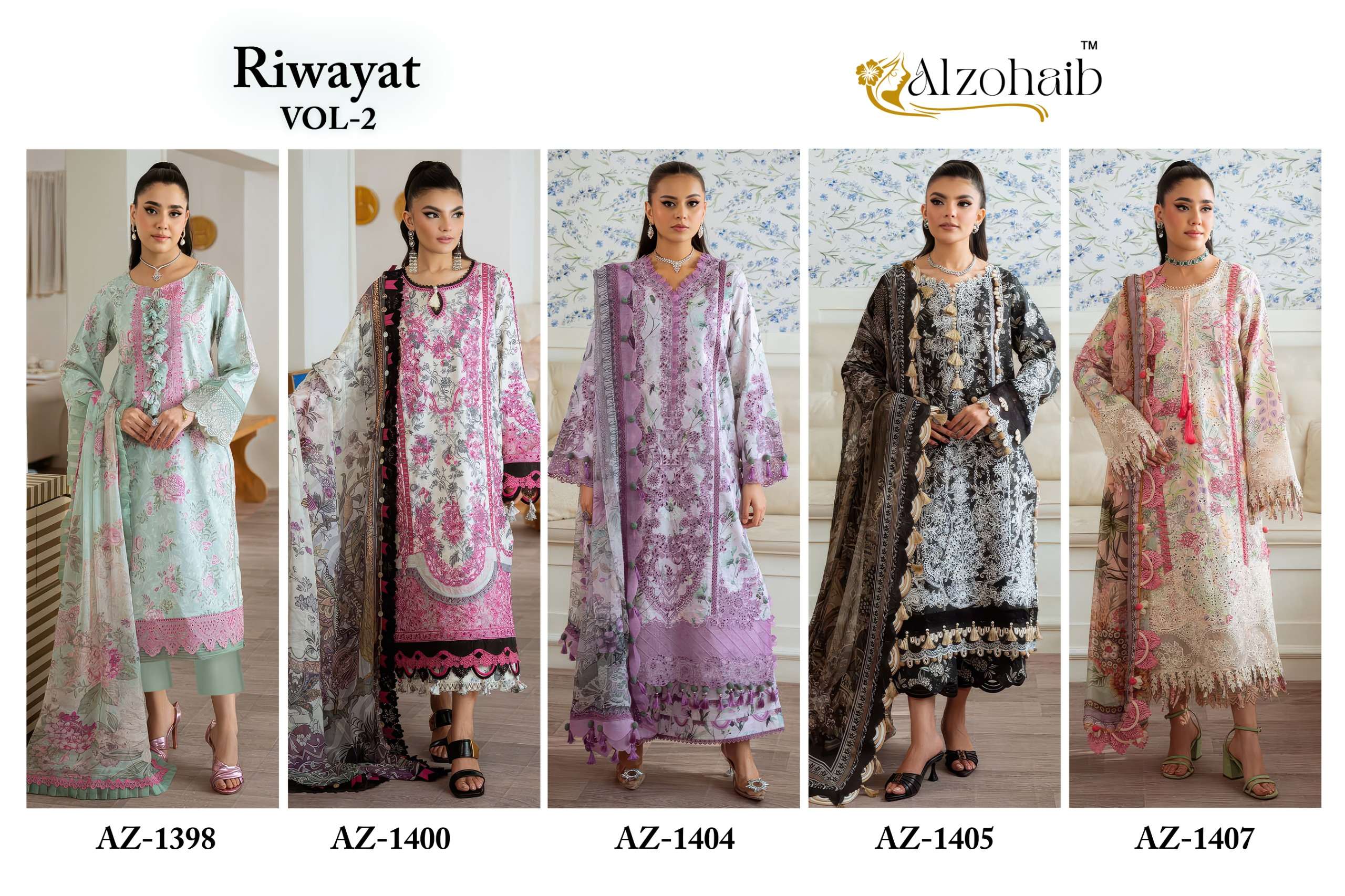 Alzohaib Riwayat Vol 2 Chiffon Dupatta Salwar Kameez wholesalers in Gujarat