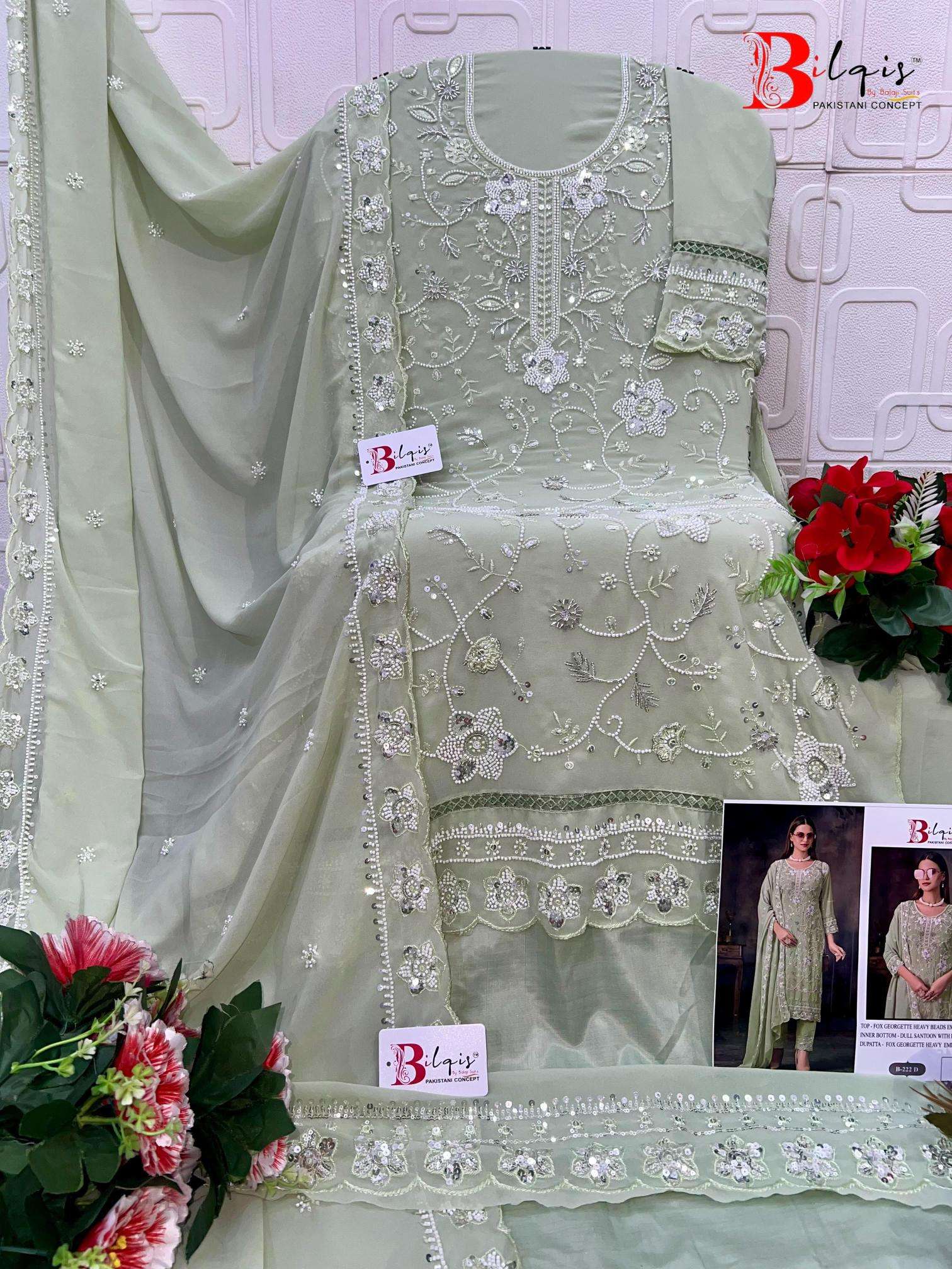 BilqisTM d.no B-222 A TO D Sawlar Kameez wholesale for boutiques