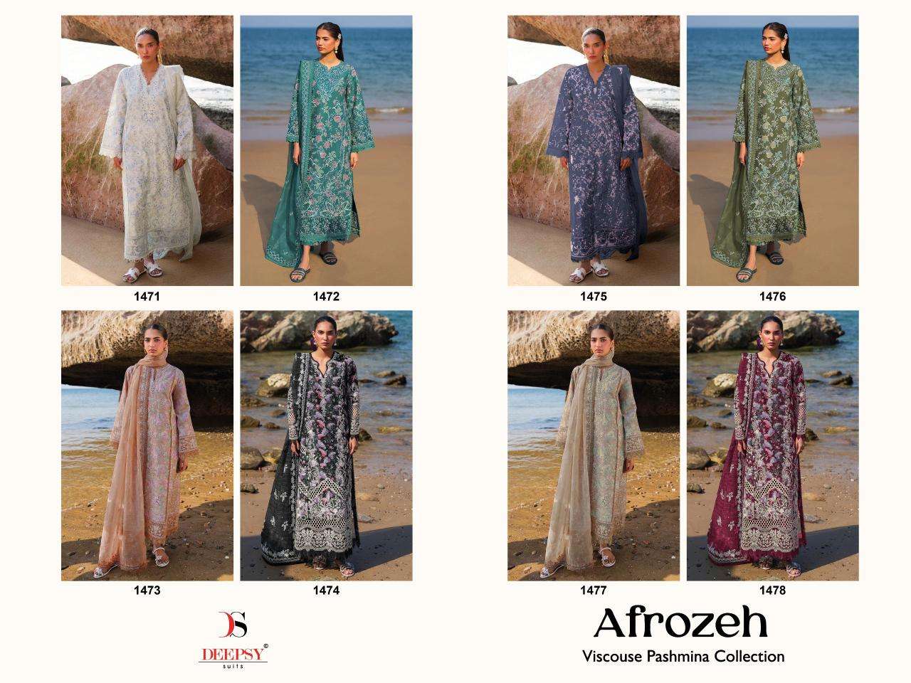 Deepsy afrozeh viscous pashmina collection 25 Salwar kameez wholesale market
