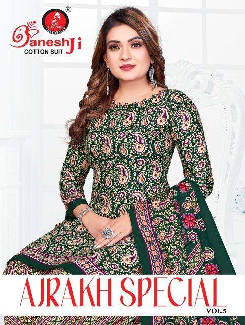 Ganeshji ajrakh special vol-5 Printed dress material manufacturers in Gujarat