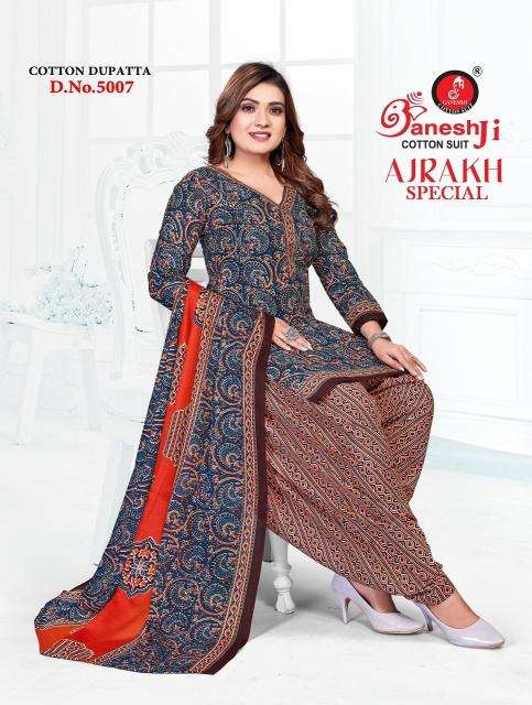 Ganeshji ajrakh special vol-5 Printed dress material manufacturers in Gujarat