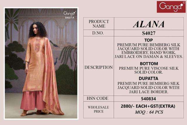 Ganga alana 4027 Wholesale dress materials in Kolkata