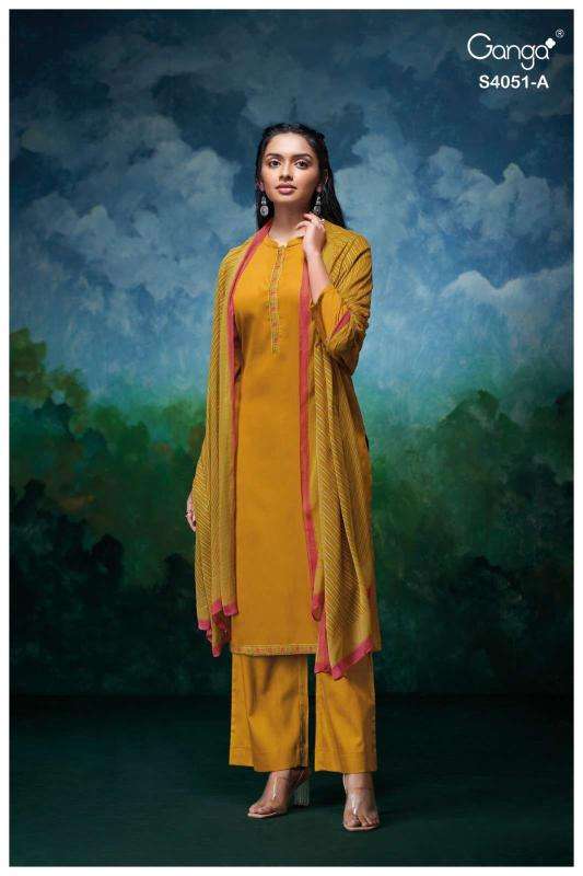 Ganga eshal 4051 Designer dress materials in Hydrabad