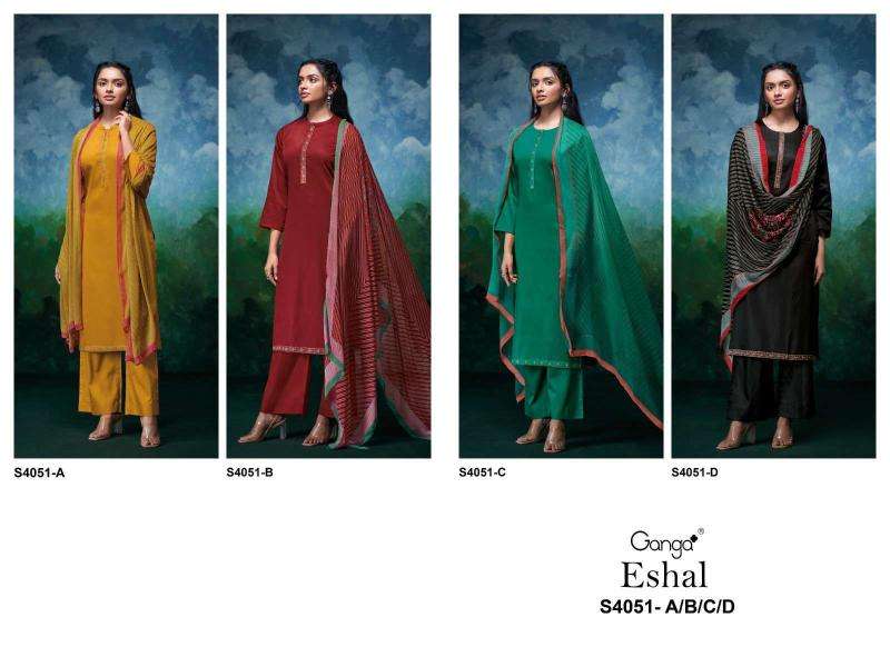 Ganga eshal 4051 Designer dress materials in Hydrabad
