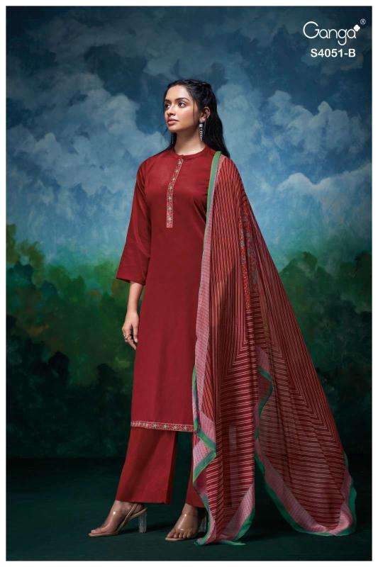 Ganga eshal 4051 Designer dress materials in Hydrabad