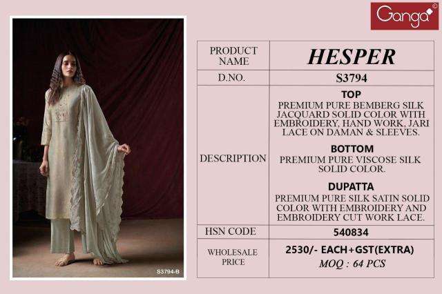 Ganga hesper 3794 Dress material manufacturers in India