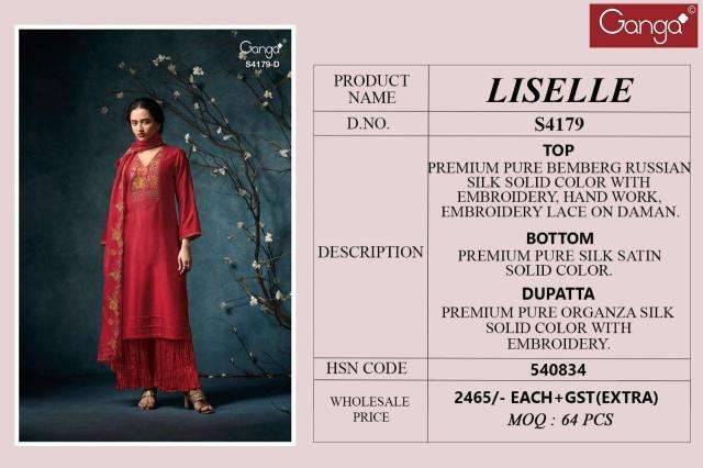 Ganga liselle 4179 Dress material wholesale price in Kolkata