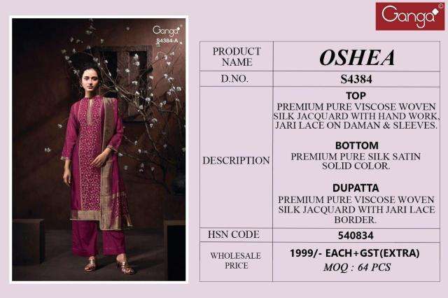 Ganga oshea 4384 Dress materials suppliers in ahmedabad