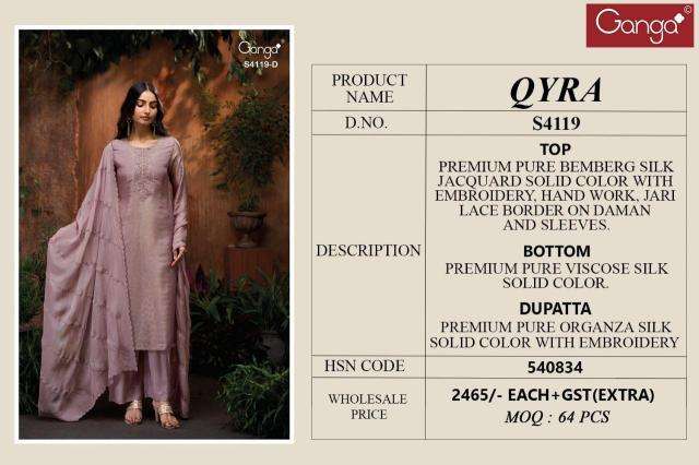 Ganga qyra 4119 dress materials markets in India