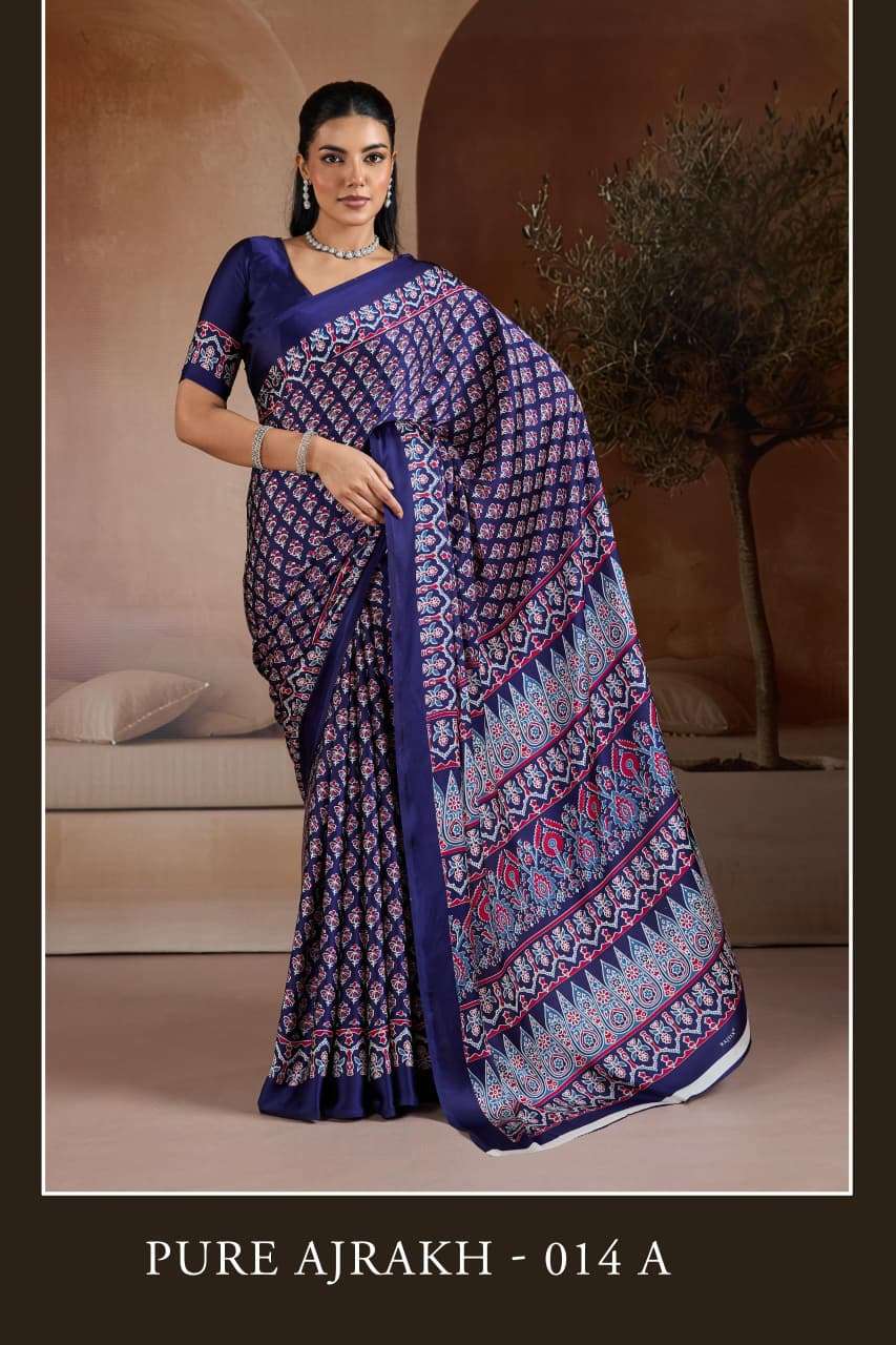 Pure Ajrakh 014 A To F Saree wholesalers in Ahmedabad