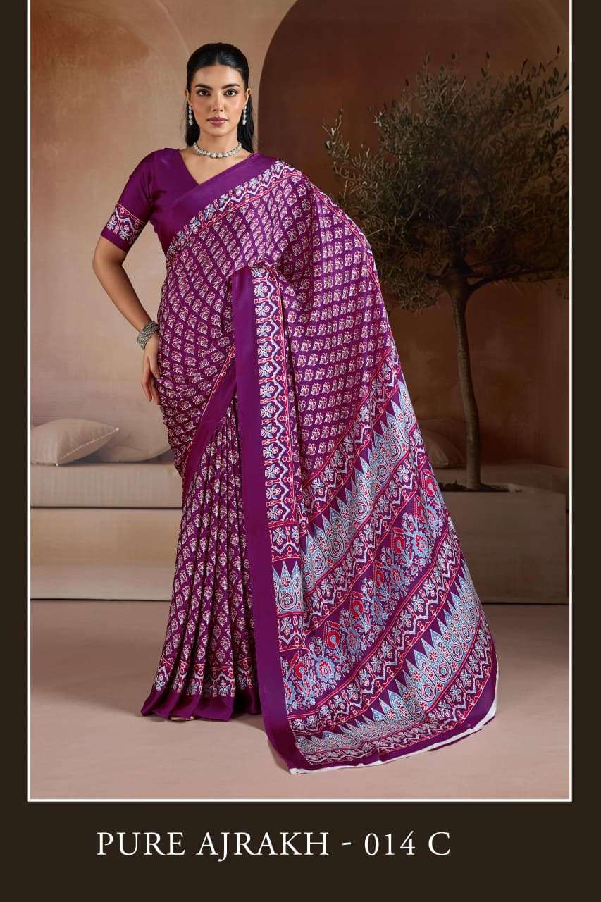 Pure Ajrakh 014 A To F Saree wholesalers in Ahmedabad