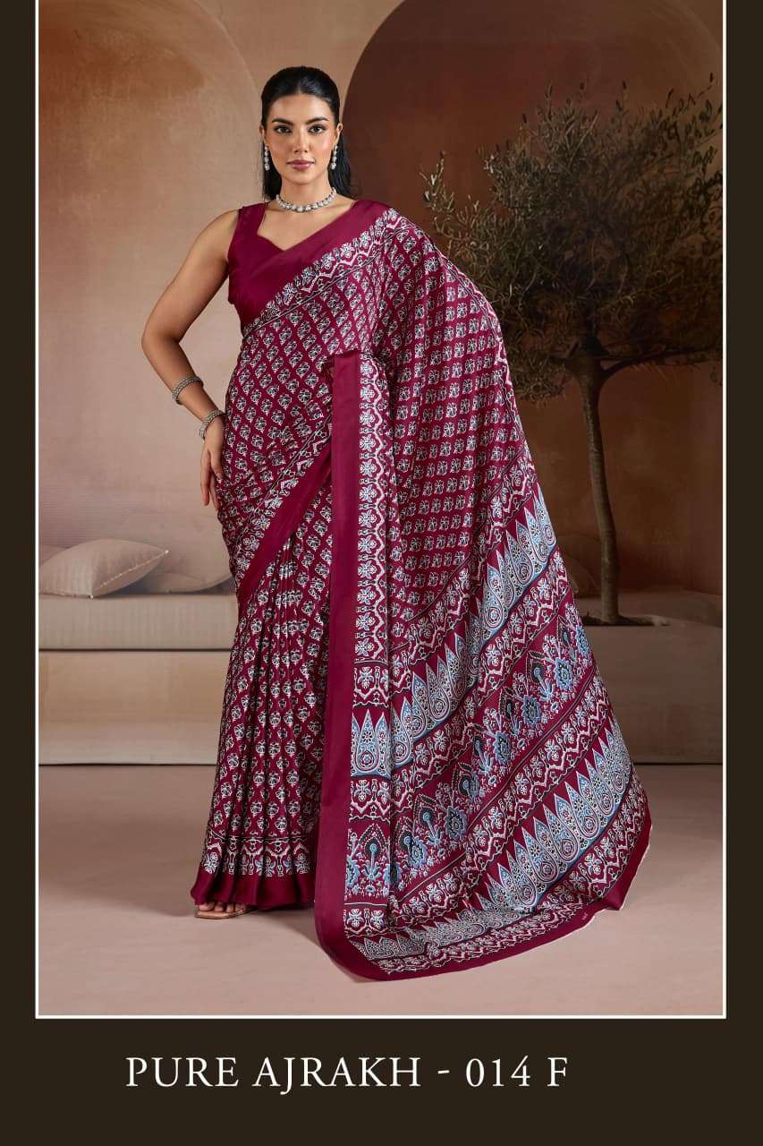 Pure Ajrakh 014 A To F Saree wholesalers in Ahmedabad