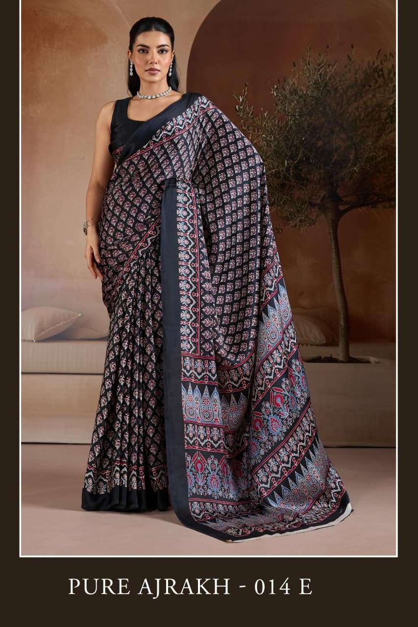 Pure Ajrakh 014 A To F Saree wholesalers in Ahmedabad