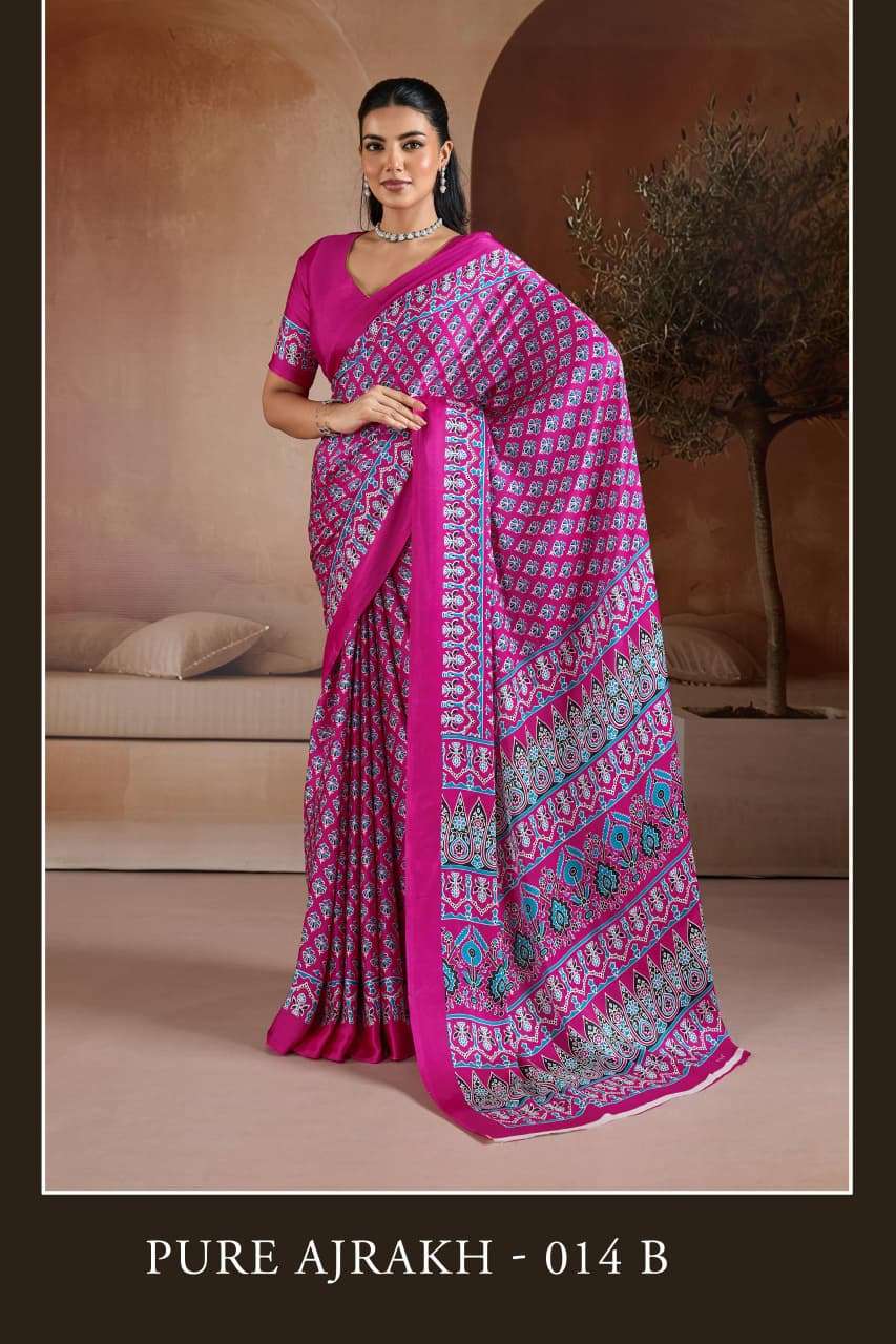 Pure Ajrakh 014 A To F Saree wholesalers in Ahmedabad