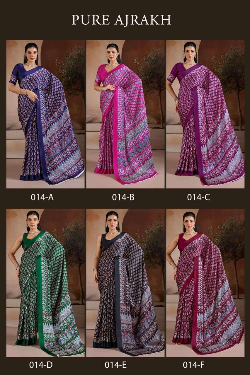 Pure Ajrakh 014 A To F Saree wholesalers in Ahmedabad
