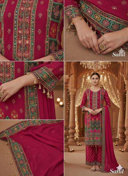Sahilprints mirror work pakistani suits wholesalers in Gujarat