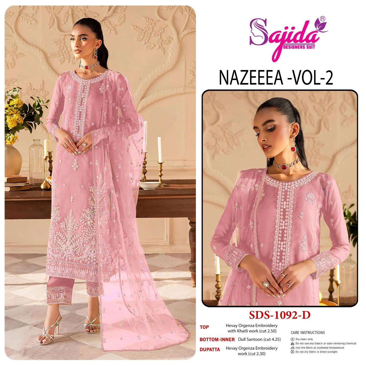 Sajida nazeeea vol 2 d.no 1092-A-B-C-D pakistani suits collections in hydrabad