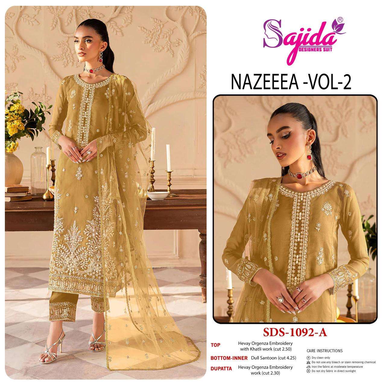 Sajida nazeeea vol 2 d.no 1092-A-B-C-D pakistani suits collections in hydrabad