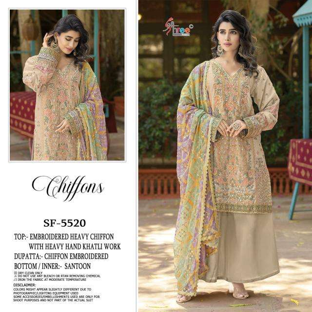 Shree fabs chiffons d.no K-5520 Designer Pakistani suits wholesale