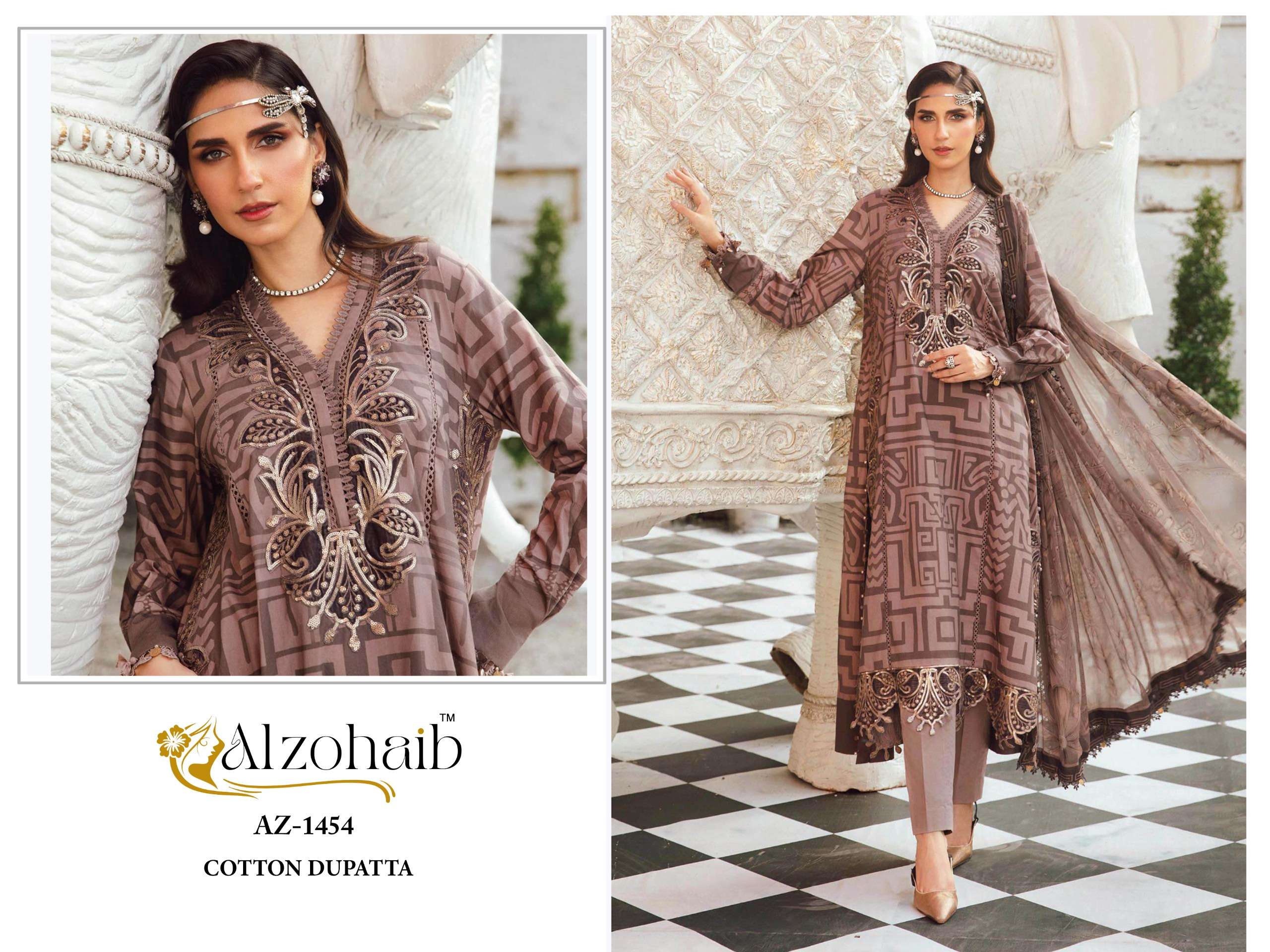 Alzohaib Az 1454 And 1455 Chiffon Dupatta Wholesale Salwar Kameez suppliers