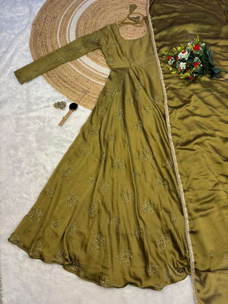 Ethnic Gown Set Satin Gown Kurti wholesale market